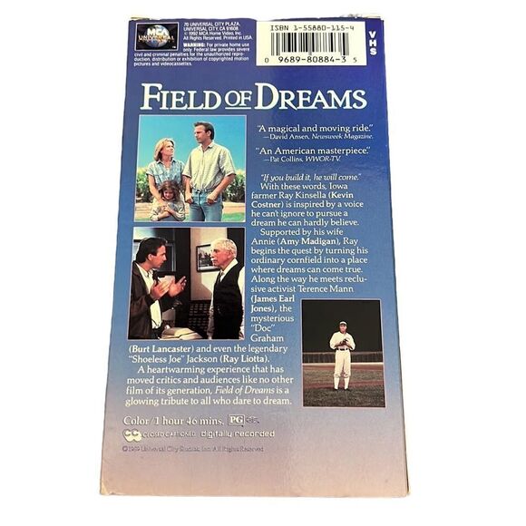 Field of Dreams VHS Tape Movie Starring Kevin Costner Universal Baseball Vintage - Picture 3 of 8
